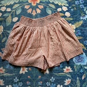 Kourt Sz L Smocked Waist Red Gingham Women’s Wilder Cotton High Rise Shorts